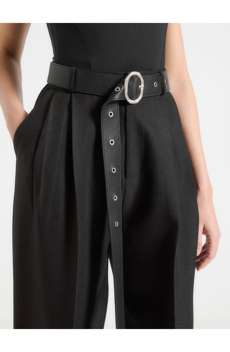 Manière De Voir Suzanne Tailored Trousers with Oversized Belt and Ankle Ties, Alternate, color, Black