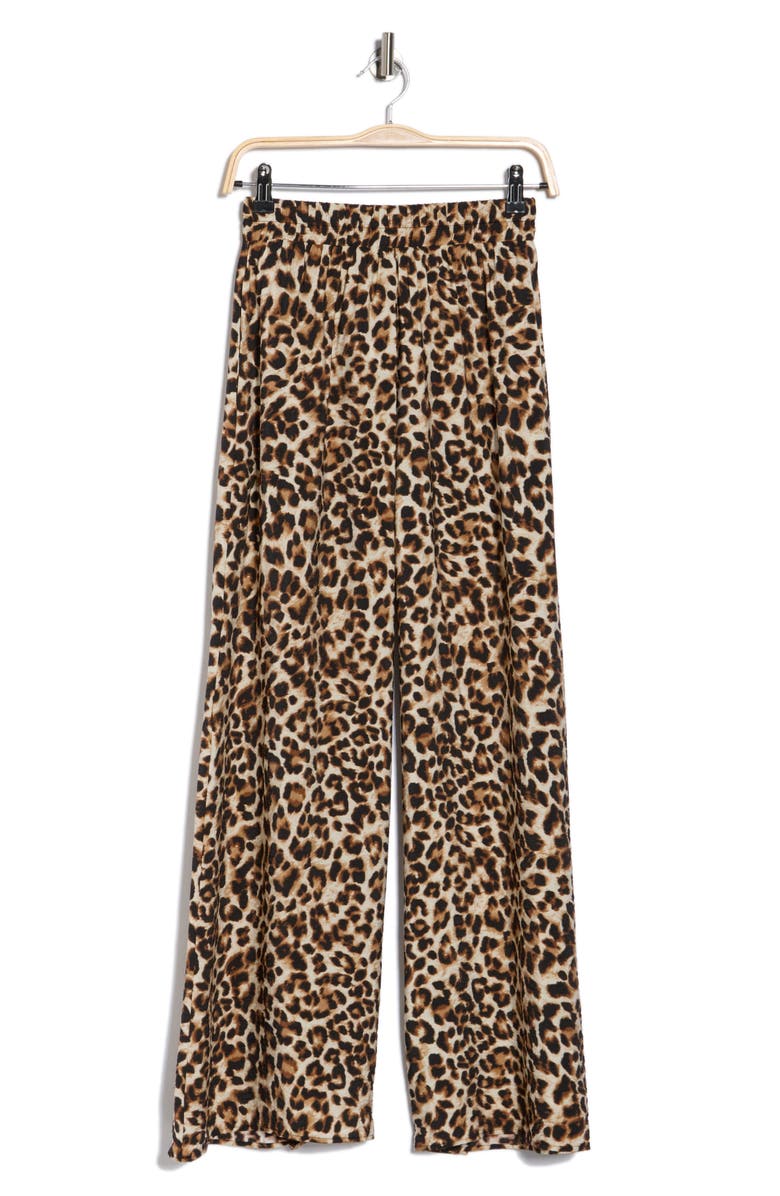 Renee C Leopard Print Wide Leg Pants, Alternate, color, Chocolate