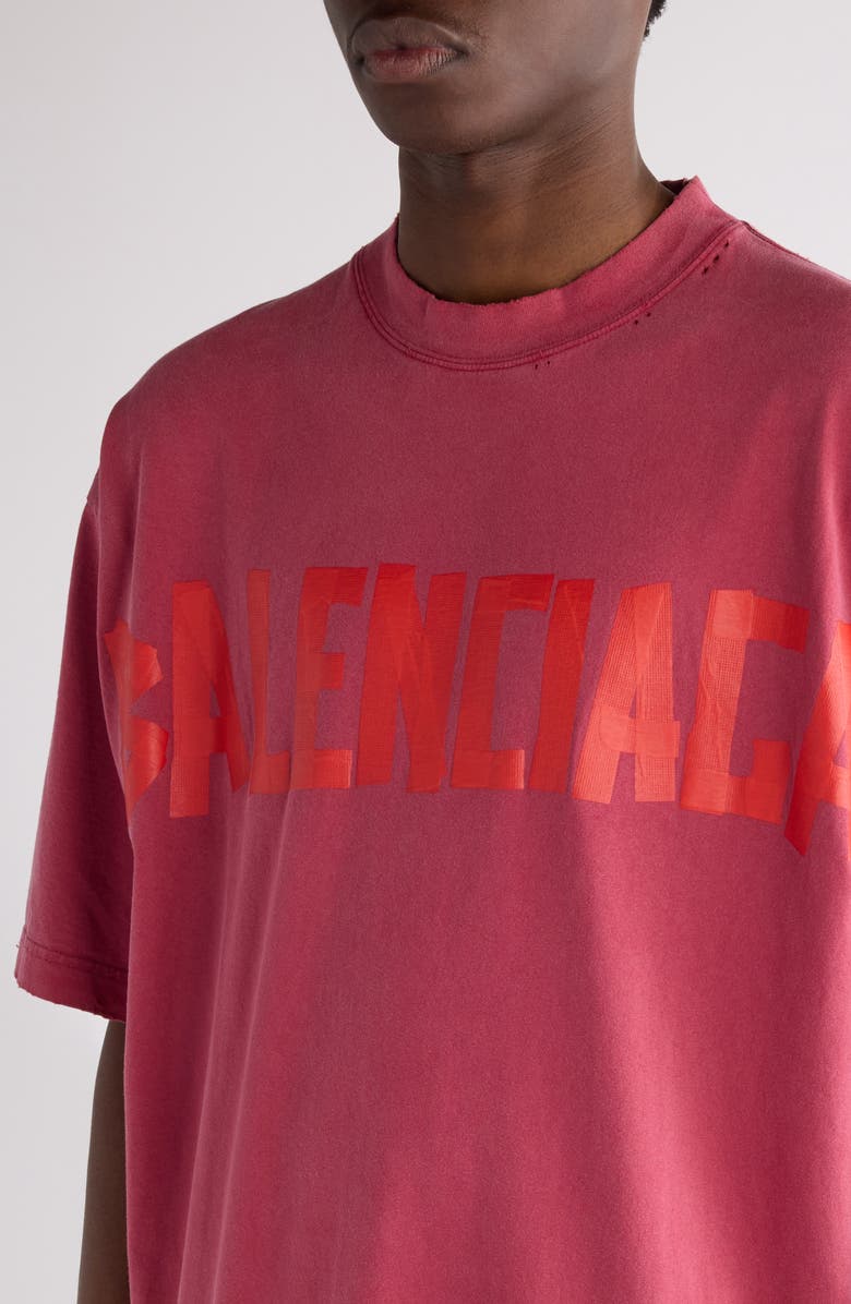 Balenciaga Medium Fit Tape Type Logo Graphic T-Shirt, Alternate, color, Raspberry