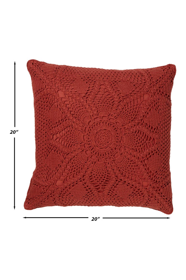 Olivia Crocheted Accent Pillow, Alternate, color, WARM RED