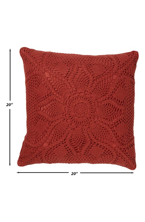 Roselli Trading Company Olivia Crocheted Accent Pillow In Warm Red