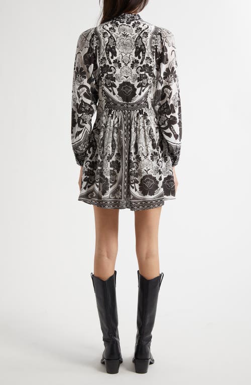 Farm Rio Flower Leopards Long Sleeve Dress In Flower Leopards Off-