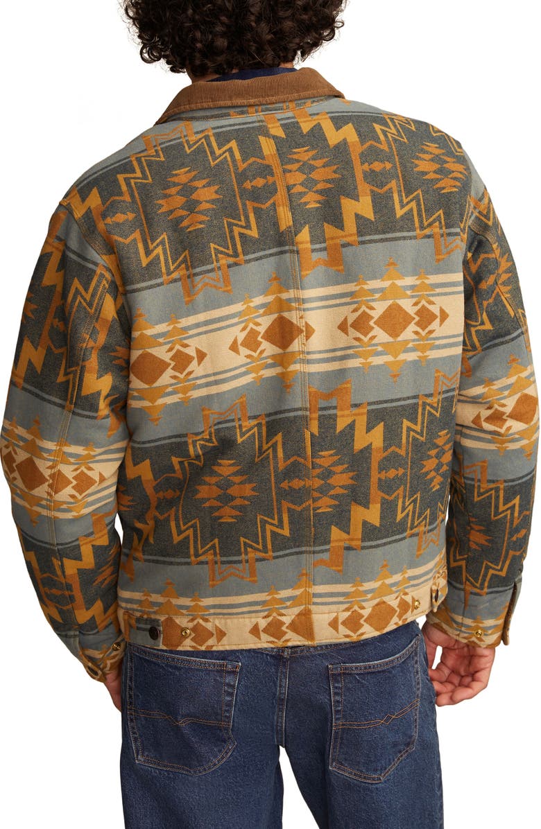 Lucky Brand Blanket Jacquard Cotton Zip-Up Jacket, Alternate, color, Blue Multi