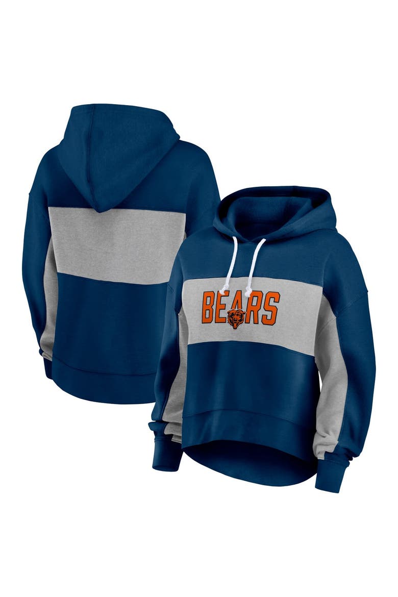 Women's Fanatics Branded  Navy Chicago Bears Filled Stat Sheet Lighweight Modest Crop Hoodie, Main, color, Navy