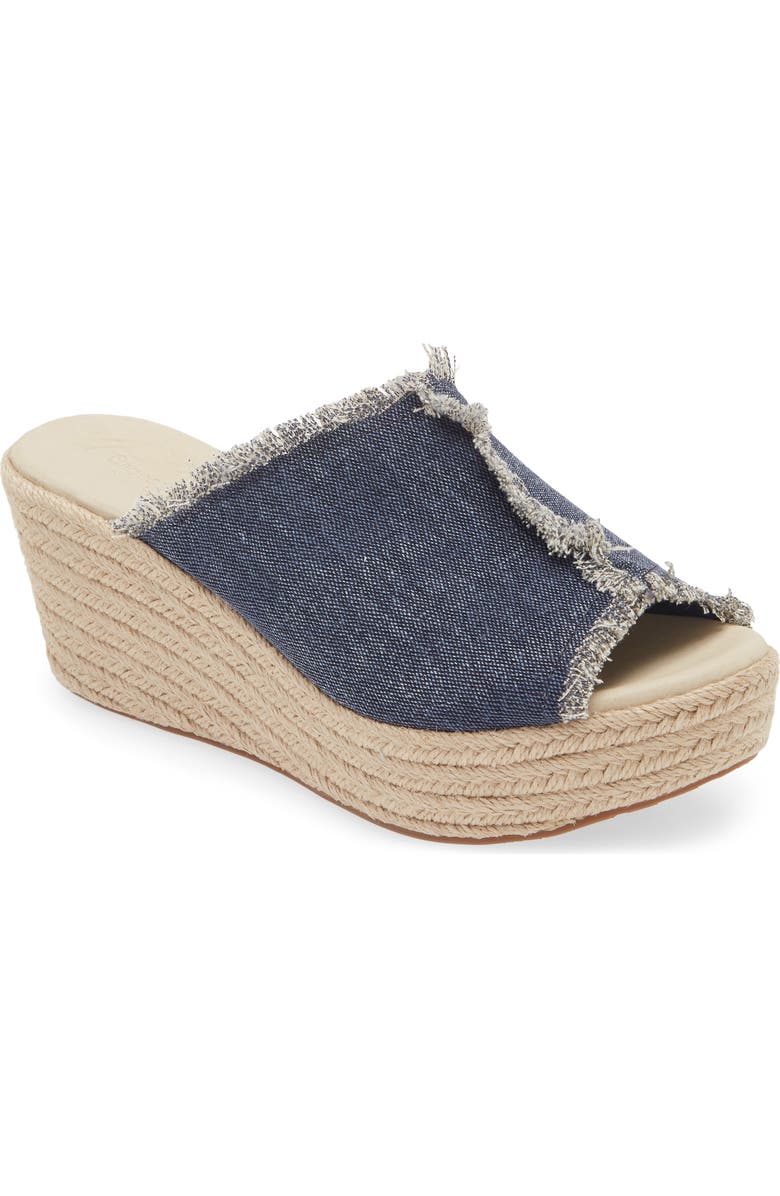 Chocolat Blu Platform Wedge Sandal, Main, color, Indigo Linen