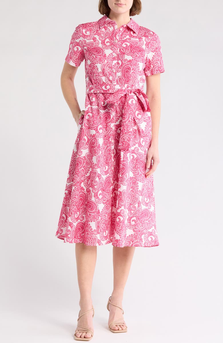 Tommy Hilfiger Paisley Cotton Midi Shirtdress, Main, color, 