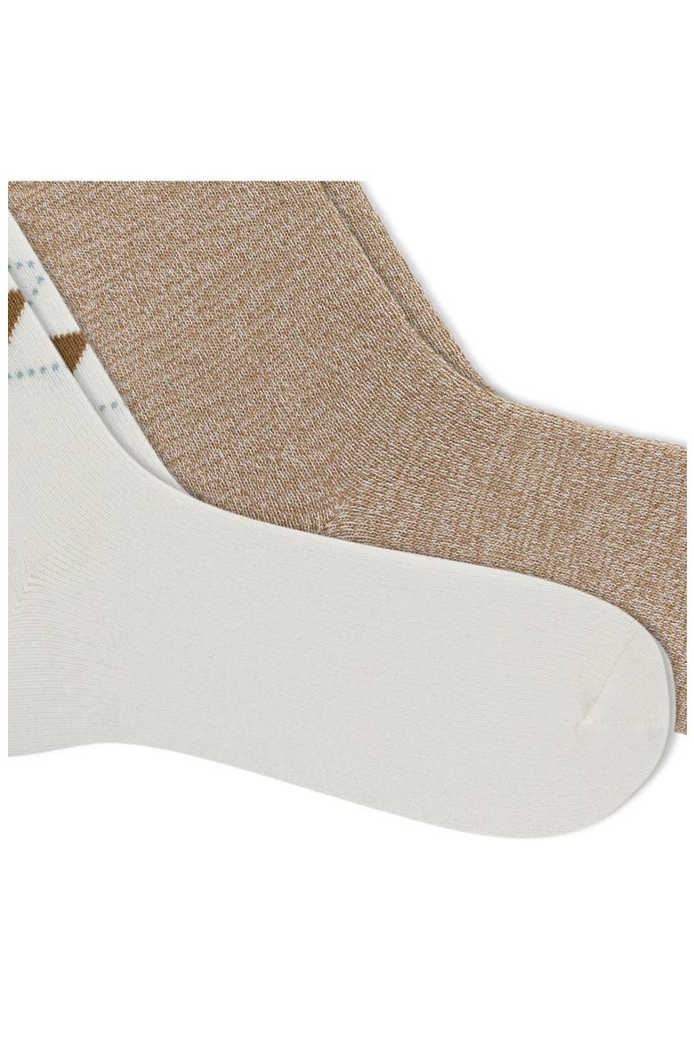 Supersoft Argyle 2-Pack Crew Socks, Alternate, color, IVORY