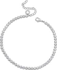 CZ by Kenneth Jay Lane Bezel Round Cubic Zirconia Tennis Anklet