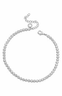 CZ by Kenneth Jay Lane Bezel Round Cubic Zirconia Tennis Anklet