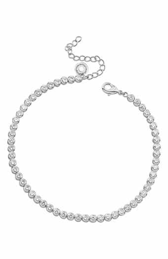 CZ by Kenneth Jay Lane Bezel Round Cubic Zirconia Tennis Anklet