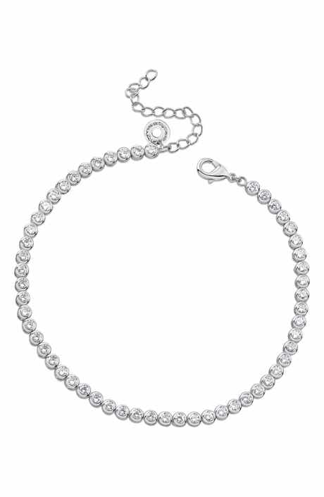 CZ by Kenneth Jay Lane Bezel Round Cubic Zirconia Tennis Anklet