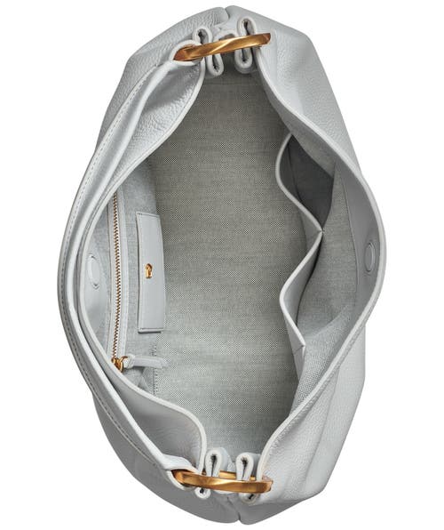 Donna Karan Glenwood Leather Shoulder With Tassel Detail In Pearl Grey