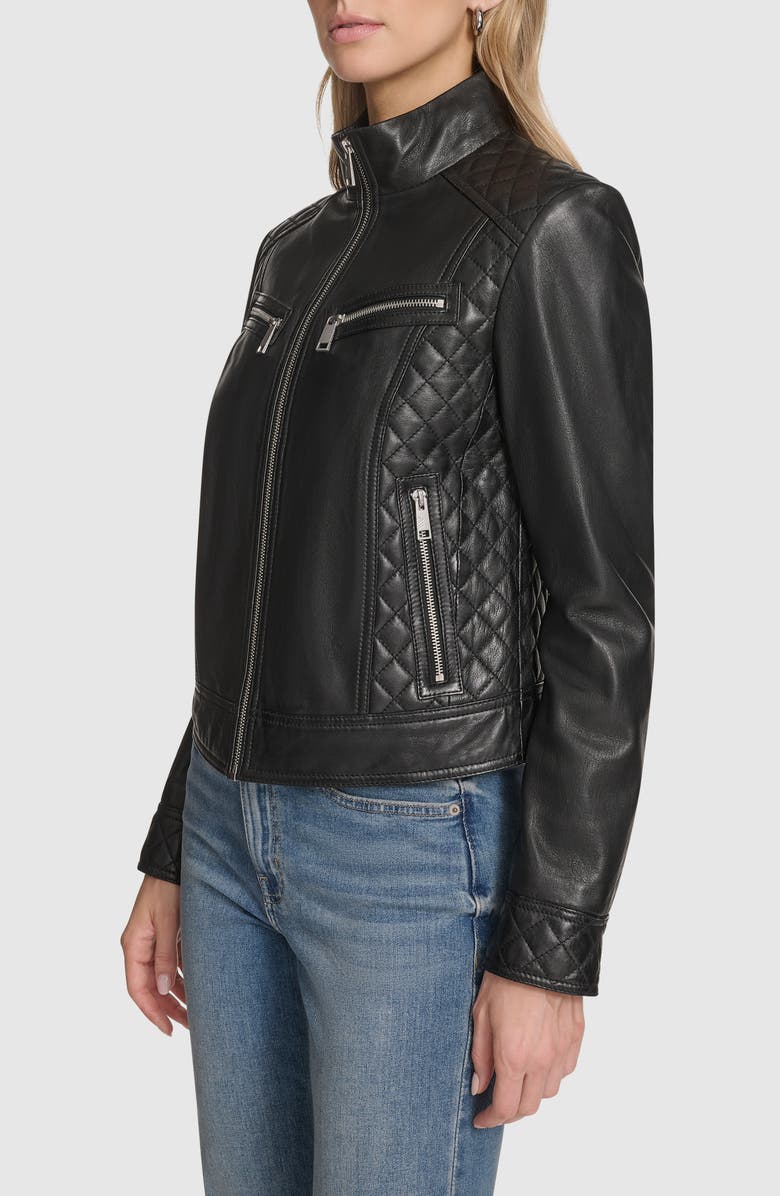 Andrew Marc Mikel Racer Leather Jacket, Alternate, color, Black