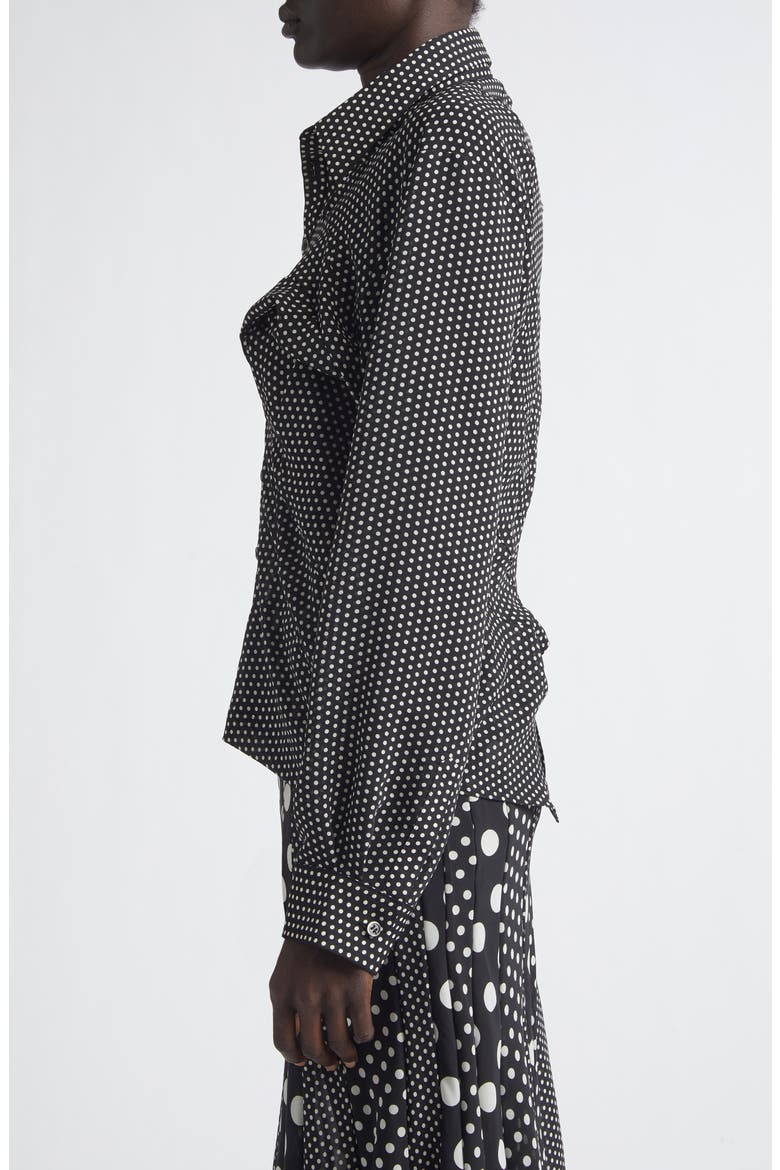 Polka Dot Georgette Button-Up Shirt, Alternate, color, BLACK/ WHITE