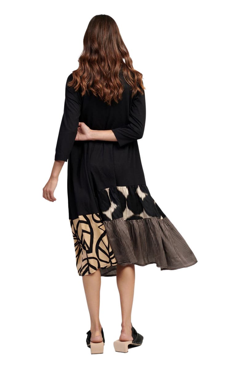 Alembika Tiered mixed media midi dress, Alternate, color, 