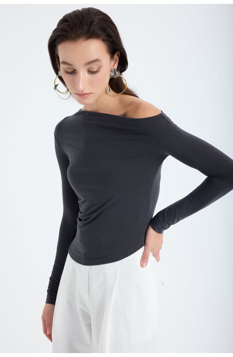 Monlicia Aura One Shoulder Draped Top, Main, color, Grey