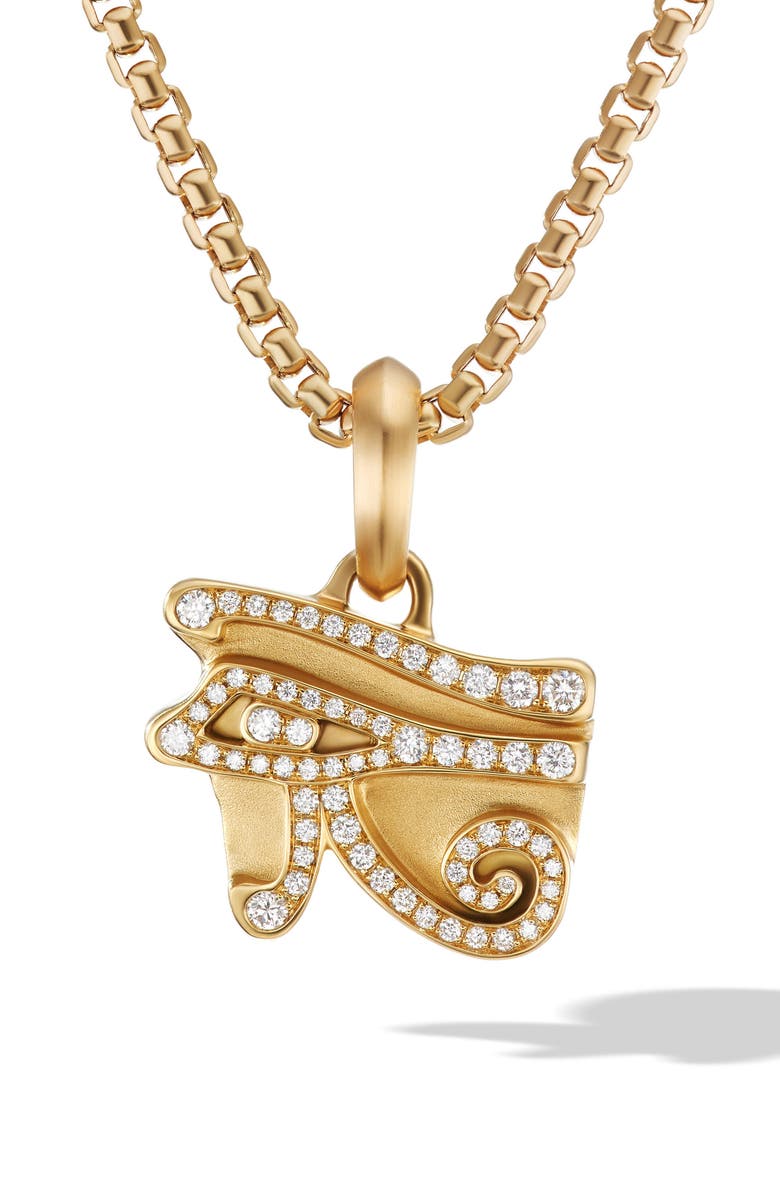 David Yurman Eye of Horus Pavé Diamond Amulet in 18K Yellow Gold, Main, color,