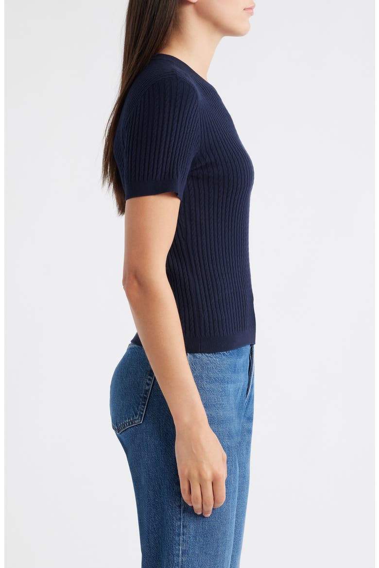 The Fine Cable Knit Top, Alternate, color, NAVY