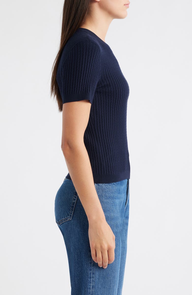 FRAME The Fine Cable Knit Top, Alternate, color, Navy