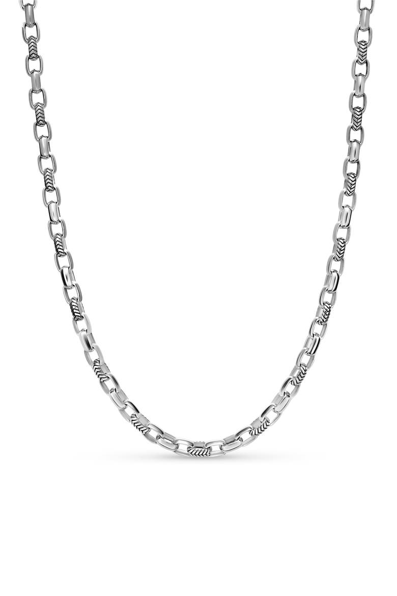 Chevron Oval Link Necklace, Main, color, SILVER