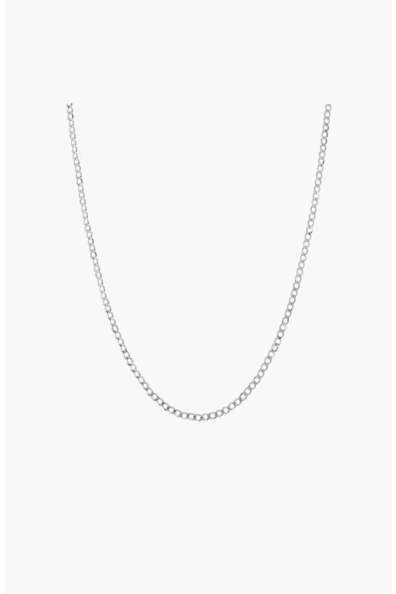 White Gold Curb Chain Necklace, Main, color, White Gold Vermeil