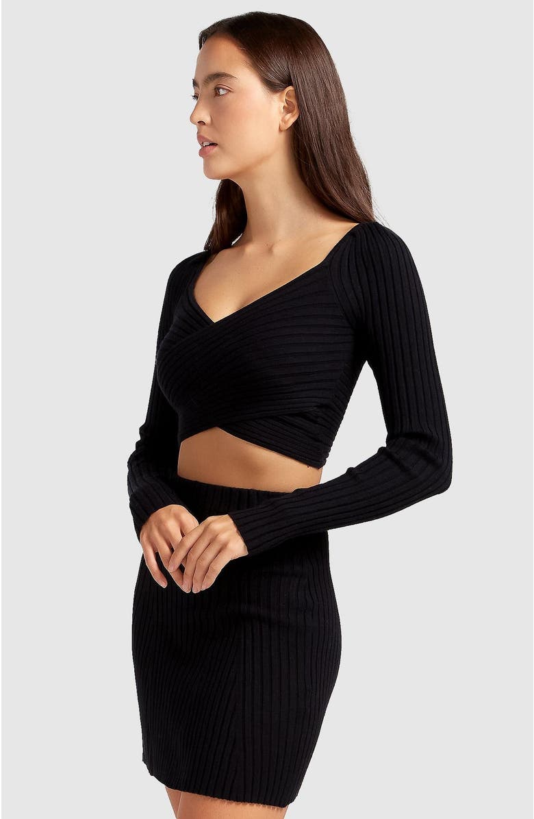 Belle & Bloom Forget Me Not Knit Crop, Main, color, Black