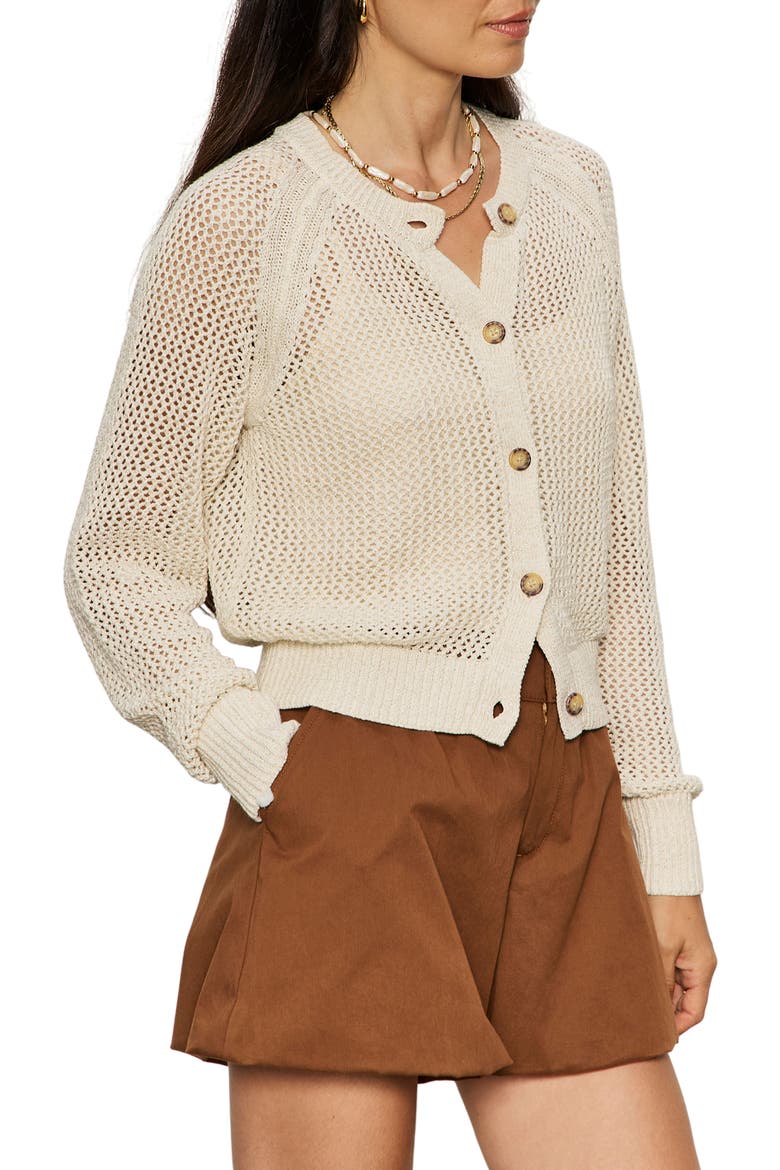 Metallic Open Stitch Cardigan, Alternate, color, COLLAGEN WHITE
