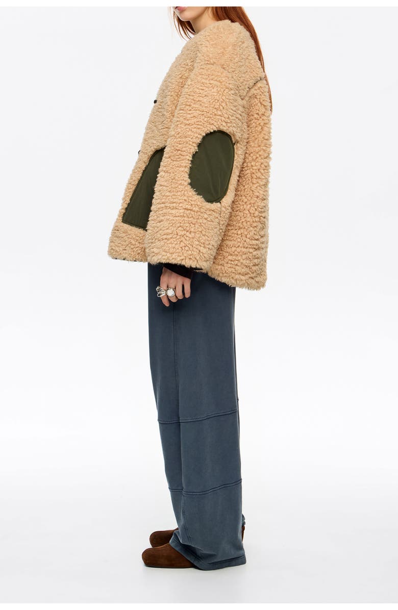 Bimba y Lola Fur Coat With Hook Eye Clasps, Alternate, color, Camel