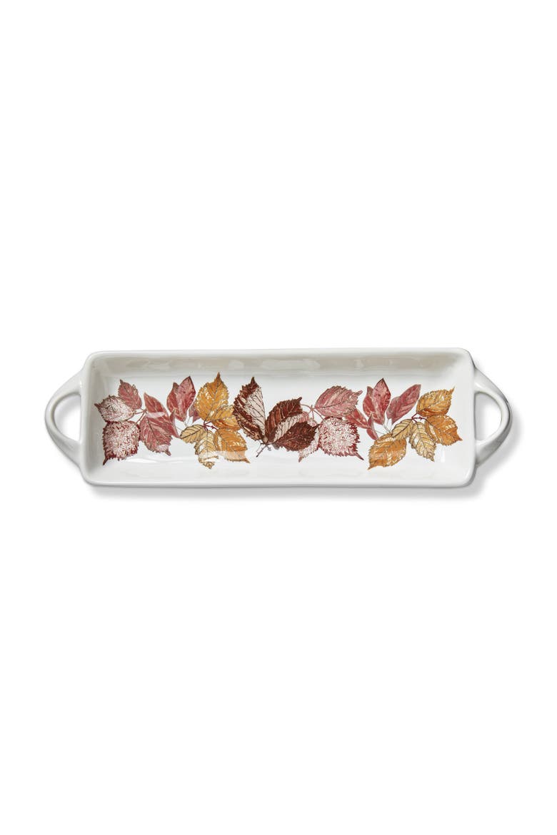 Bramble Multicolor Ceramic Dessert Platter Dishwasher Safe, Main, color, White