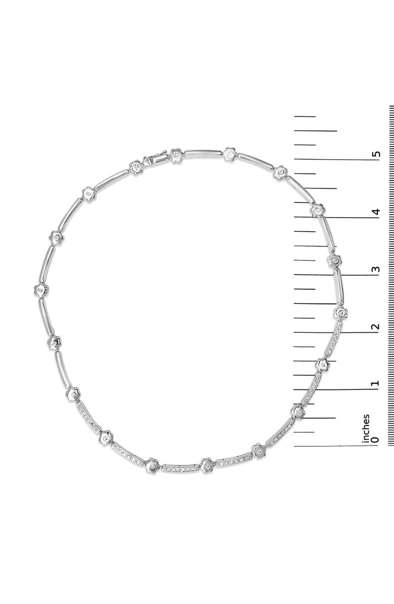 Haus of Brilliance 14K White Gold 1.0 Cttw Diamond Flower and Bar Station Necklace, Alternate, color, White