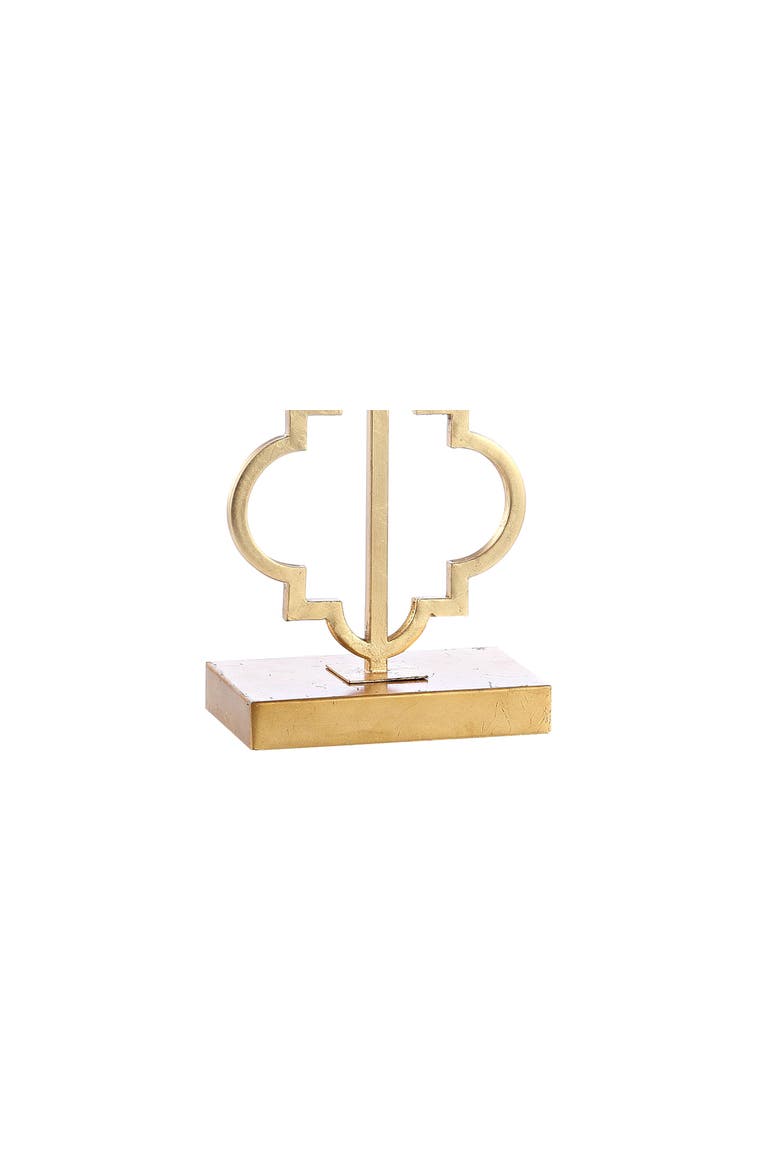 Selina Iron Ogee Trellis Modern LED USB Table Lamp, Alternate, color, Gold Leaf