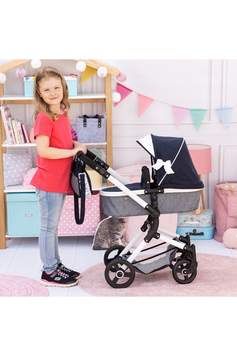 Pram Neo Vario Blue, Grey, White Fits Dolls Up to 20.5 Inch, Alternate, color, Blue