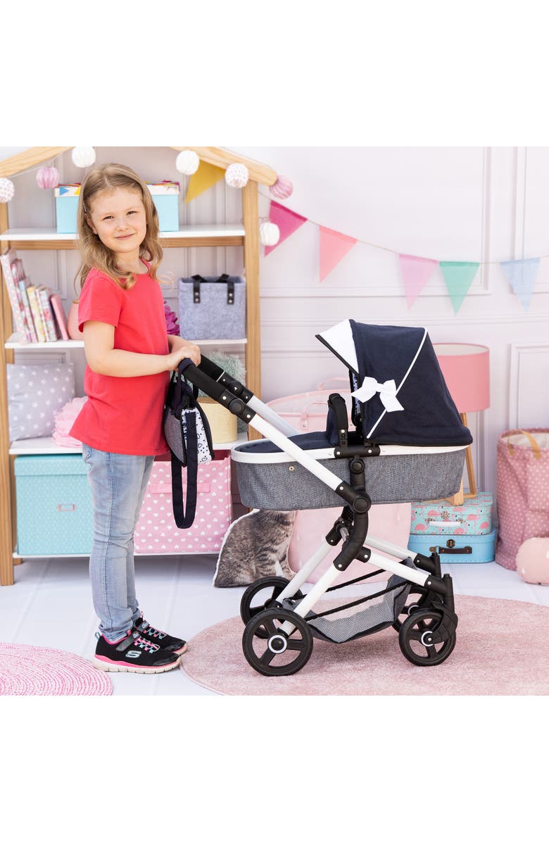 Bayer Design Pram Neo Vario Blue, Grey, White Fits Dolls Up to 20.5 Inch, Alternate, color, Blue