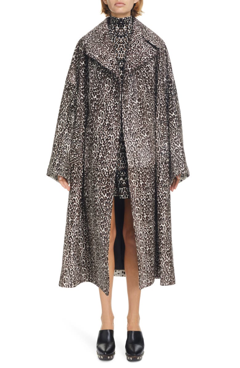 Alaïa Leopard Jacquard Long Sleeve Minidress, Alternate, color,