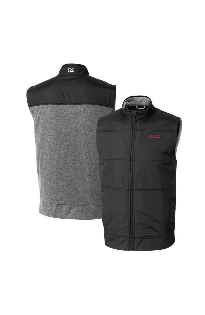 Cutter & Buck Men's Cutter & Buck Black Texas Tech Red Raiders Vault Stealth Hybrid Quilted Full-Zip Windbreaker Vest, Main, color,