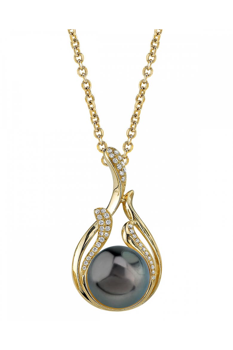 Tahitian South Sea Pearl & Diamond Layla Pendant, Main, color, Yellow Gold
