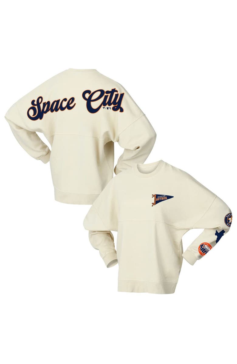 FANATICS Women's Fanatics Tan Houston Astros Pennant Flag Branded Fleece Pullover Sweatshirt, Main, color, Tan