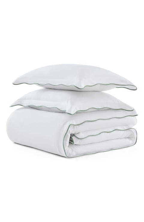 Simple Scallop Cotton Percale Duvet Set