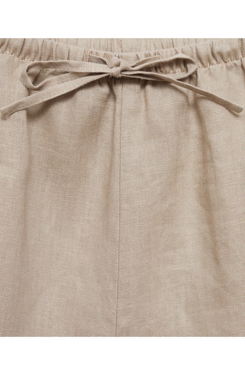 MANGO Linen Drawstring Shorts, Alternate, color, Sand