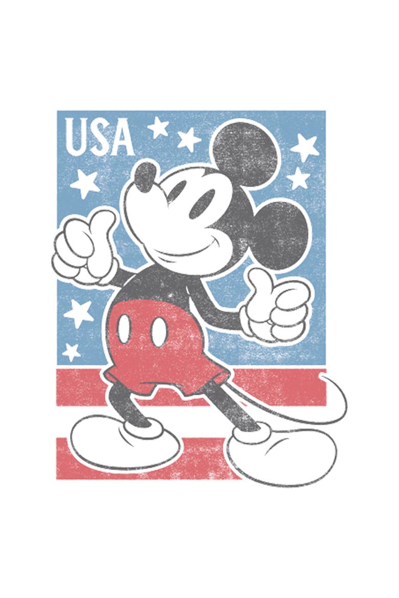 Men's Mickey & Friends American Stamp  Graphic T-Shirt, Alternate, color, White