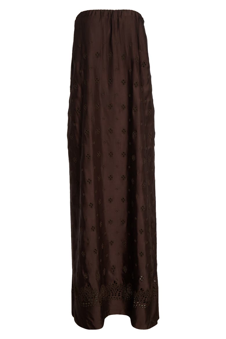 Dalia Eyelet Strapless Maxi Dress, Alternate, color, GANACHE