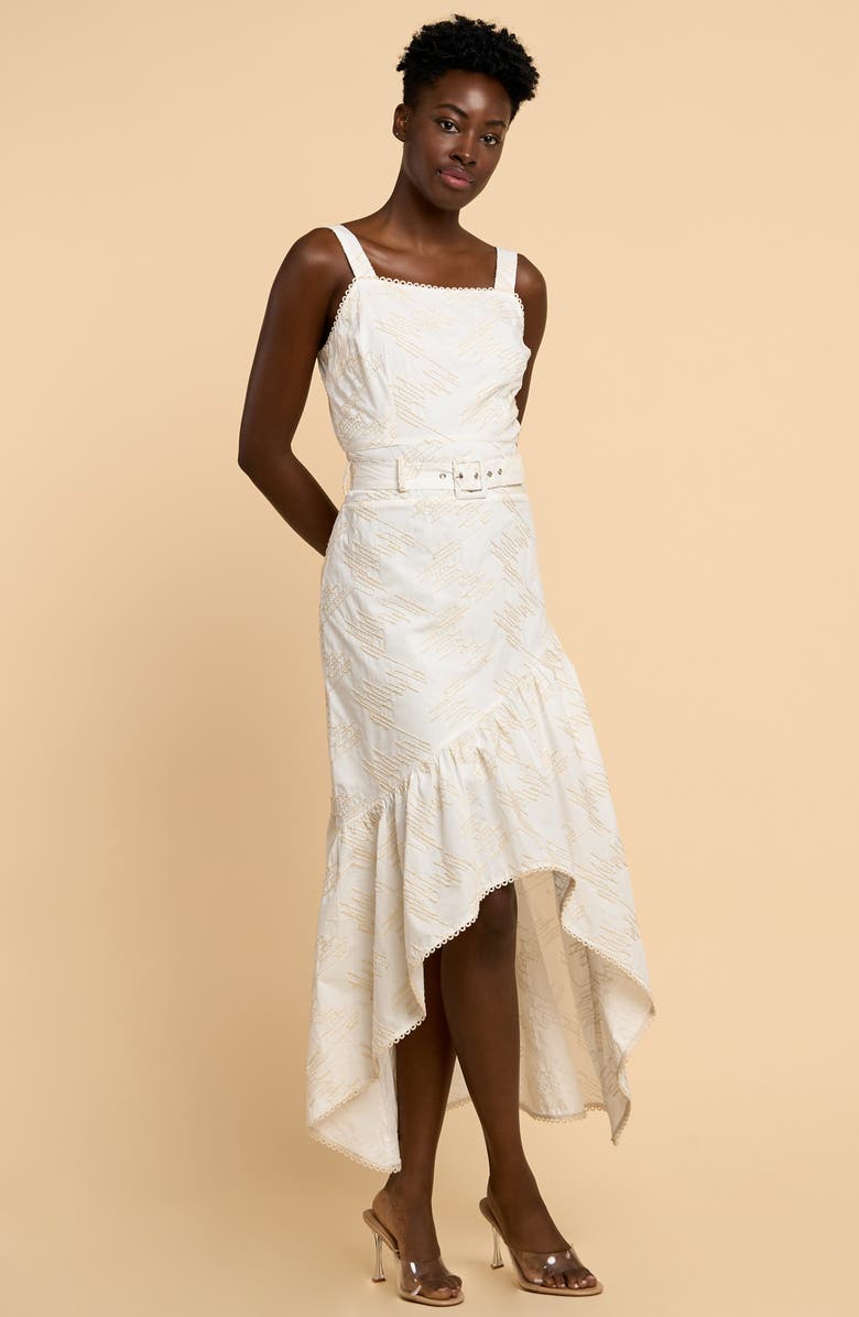 CIEBON Simala Belted High-Low Dress, Alternate, color, White
