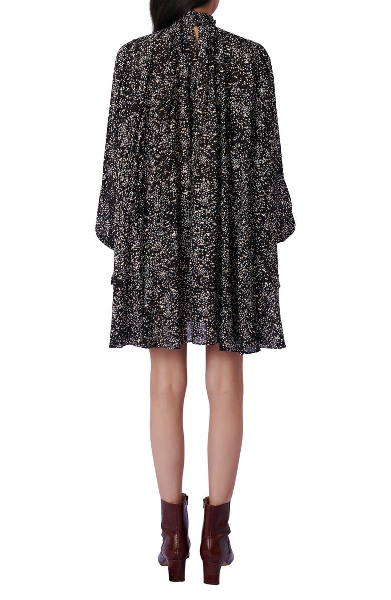 maje Metallic Spot Print Long Sleeve Silk Blend Swing Dress, Alternate, color, Multicolor