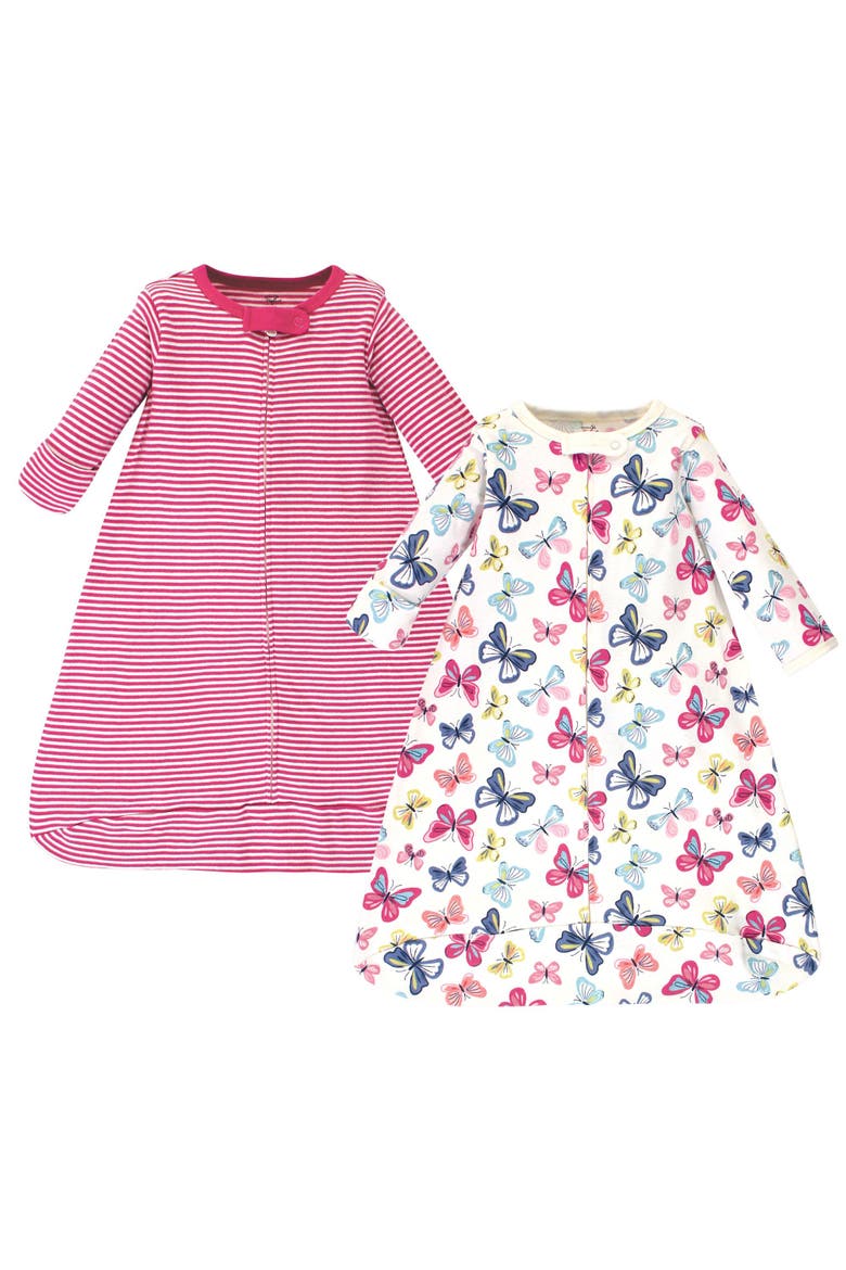 Organic Cotton Long-Sleeve Wearable Sleeping Bag, Sack, Blanket, Main, color, Bright Butterflies