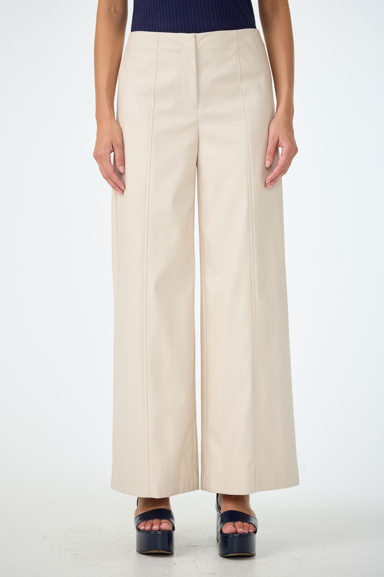 Parque Faux Leather Wide Leg Pant, Main, color, Ecru