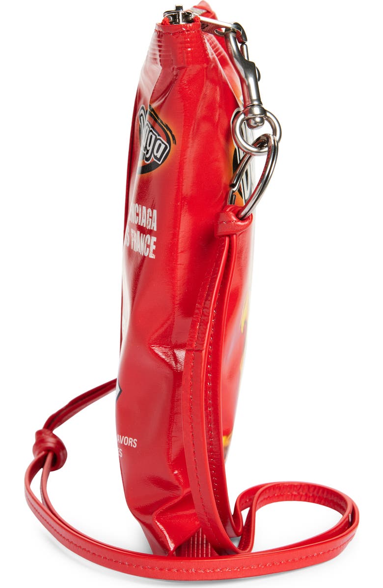 Balenciaga Chips Leather Phone Pouch, Alternate, color,