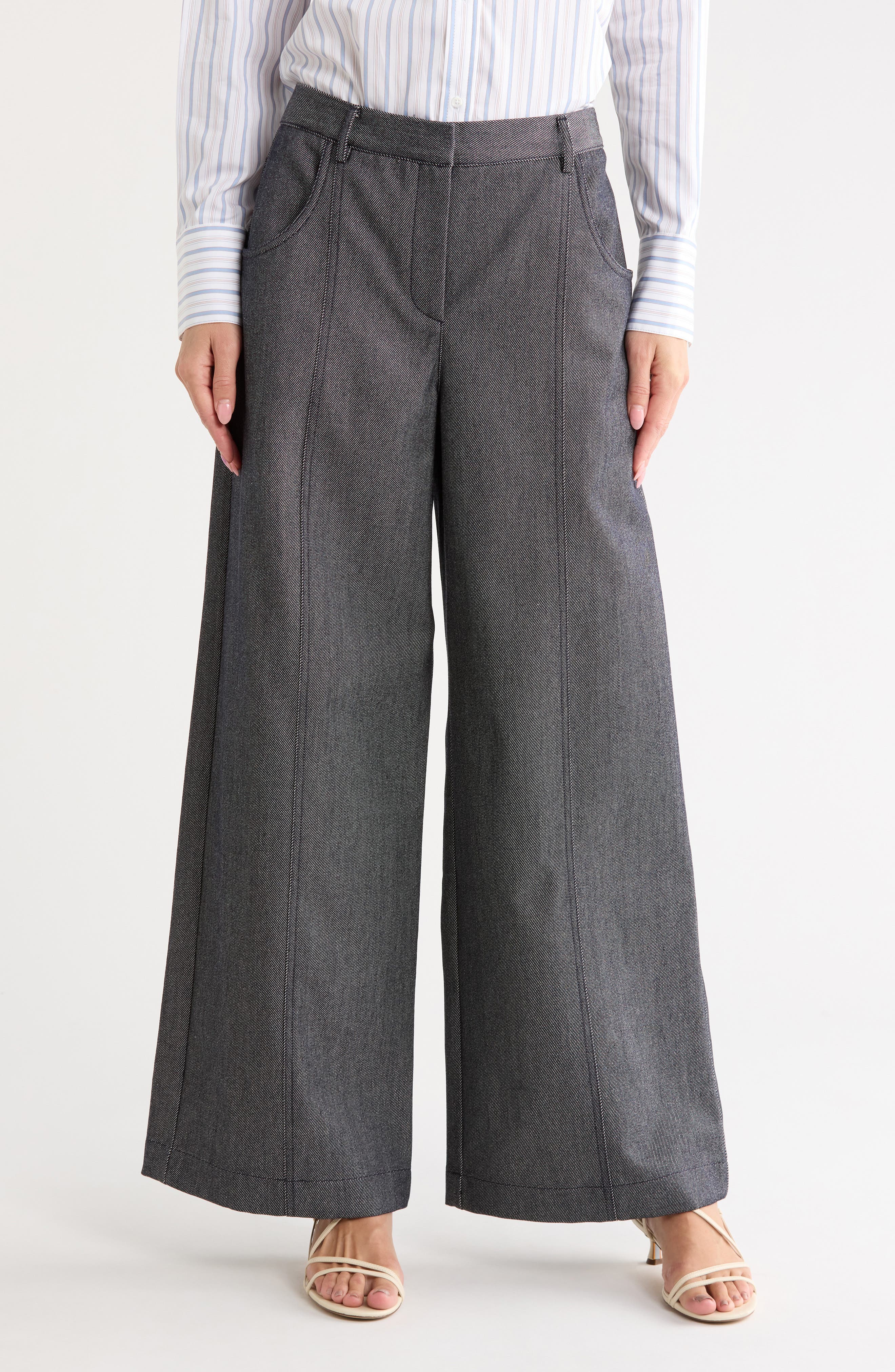 Delaney Wool & Cotton Wide Leg Pants