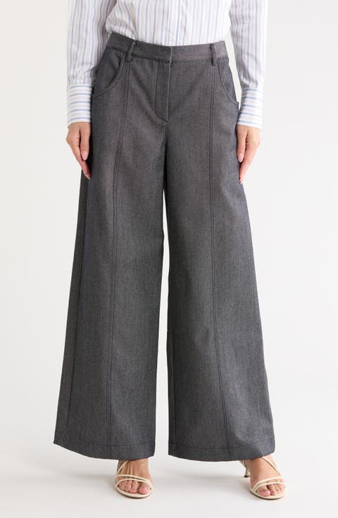 Delaney Wool & Cotton Wide Leg Pants