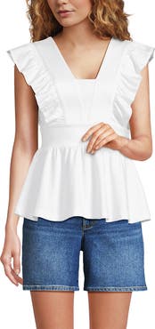 Lands' End Lightweight Jersey Ruffle Peplum Top