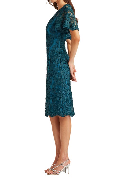 Tadashi Shoji Arnett Embroidered Flutter Sleeve Dress In Blue